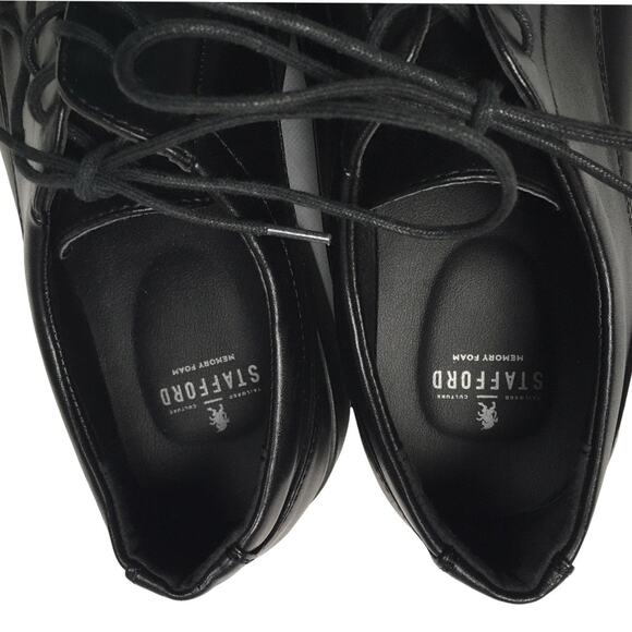 Stafford Oxford Dress Shoes Black Memory Foam Lace-Up Closed Square Toe Men's 11 - Picture 2 of 12